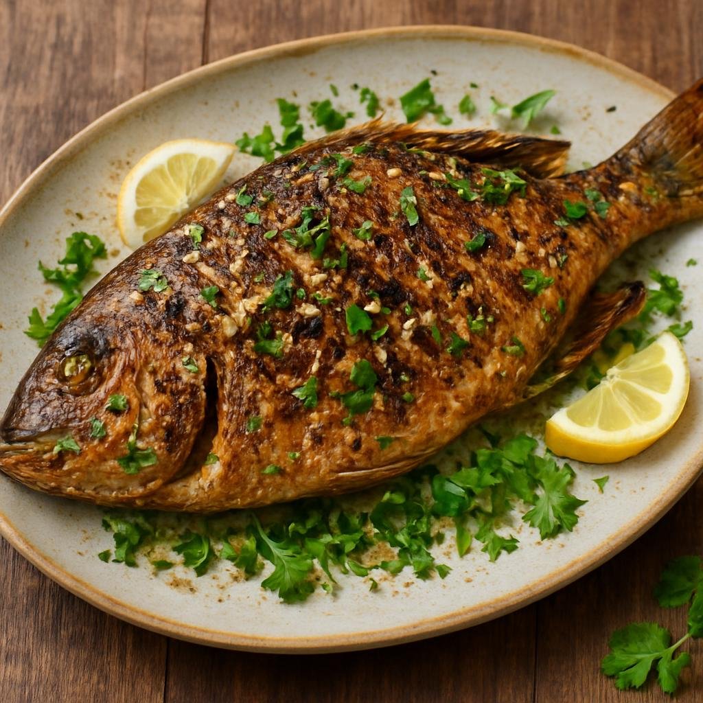 Entree: Micronesia – Southern Culinary Region – Grilled Parrotfish (Whole island-style grilled reef fish seasoned with coconut, citrus, and fresh island herbs) recipe