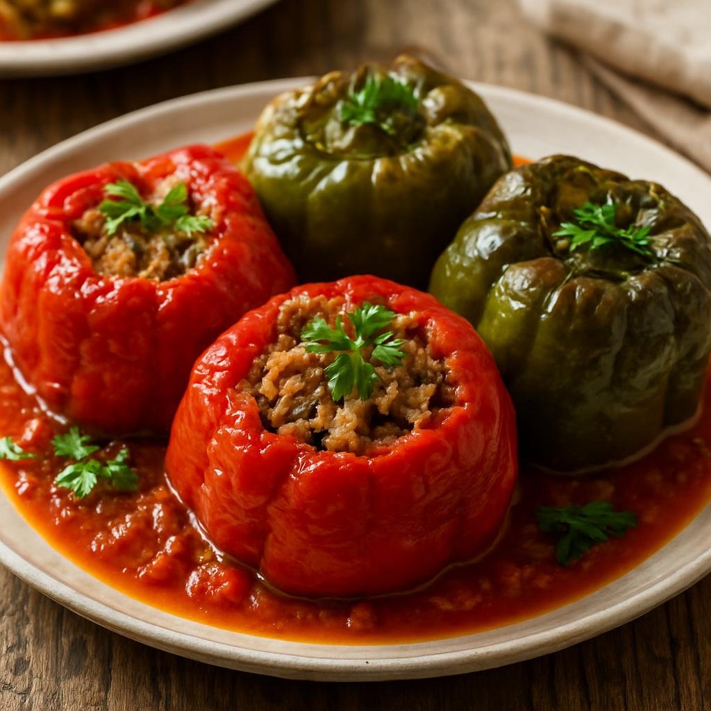 Entree: Montenegro – Southern Culinary Region – Japraci (Mediterranean-style stuffed peppers with lamb and rice) recipe