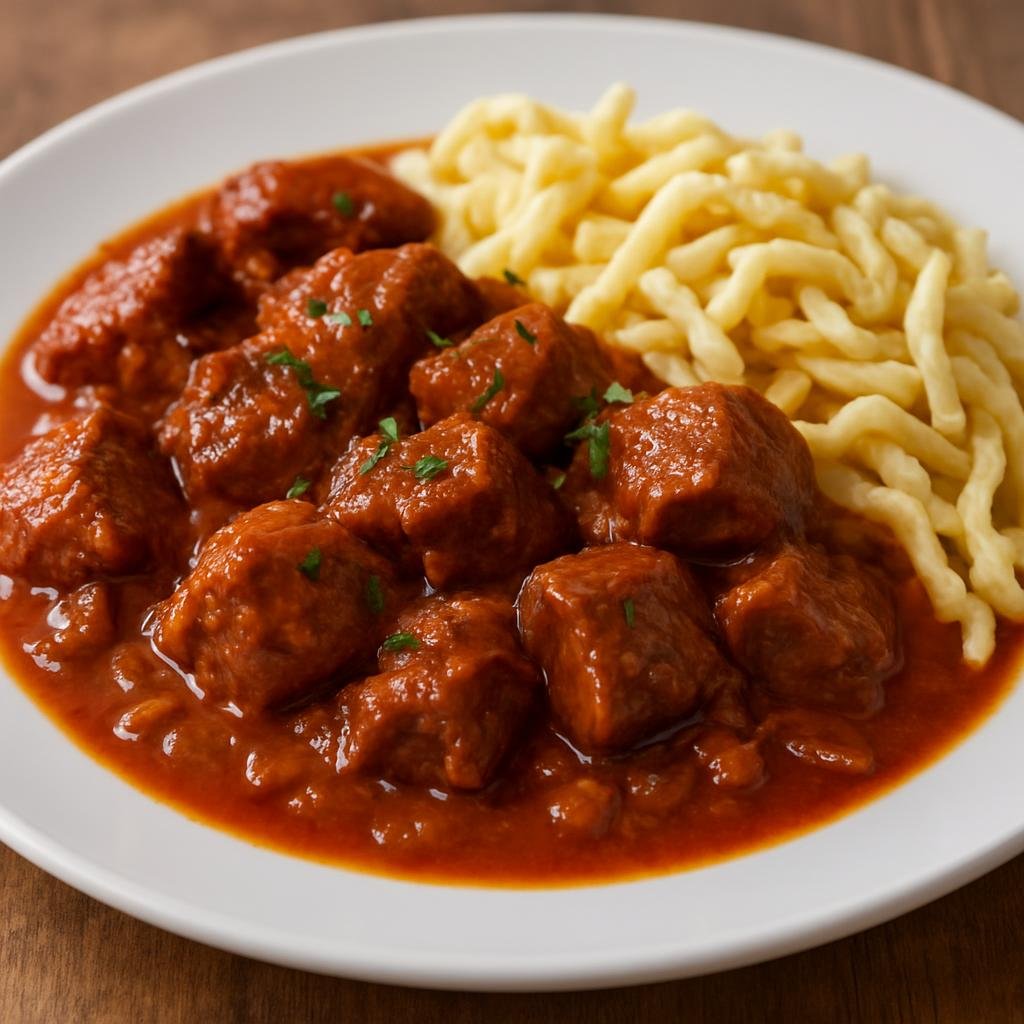 Entree: Austria – Styria – Rindsgulasch (Hearty Styrian beef stew of braised beef in a paprika‑onion sauce) recipe