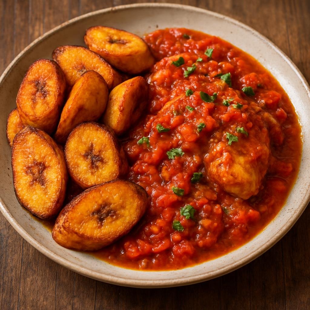 Entree: Cote d'Ivoire – Northern Culinary Region – Alloco (Deep-fried ripe plantains served with a spicy tomato-onion sauce and optional protein) recipe