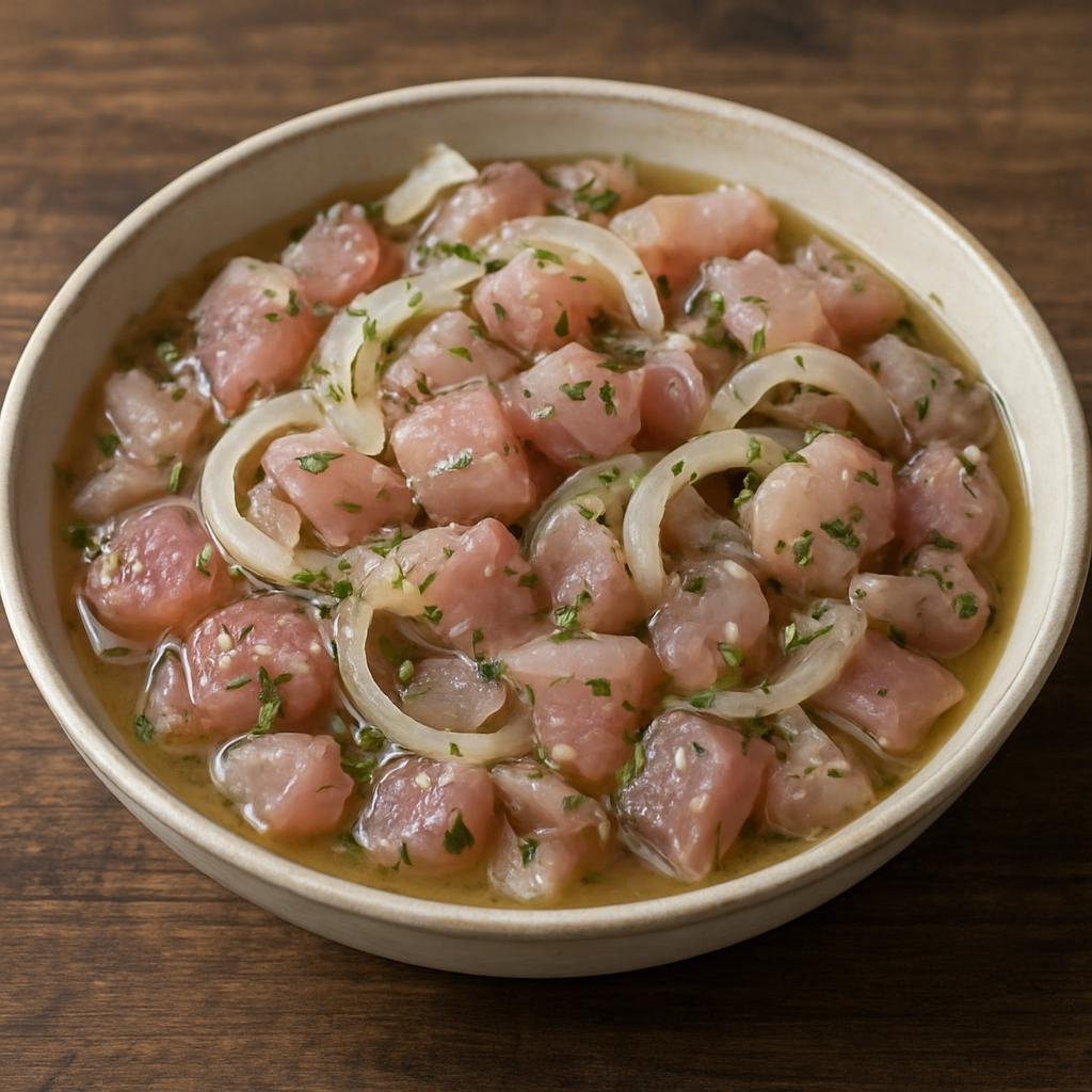 Entree: Russia – Buryat & Lake Baikal – Сагудай ➤ Saguday (Marinated raw freshwater fish salad from Buryatia dressed with onion, oil, and seasonings) recipe