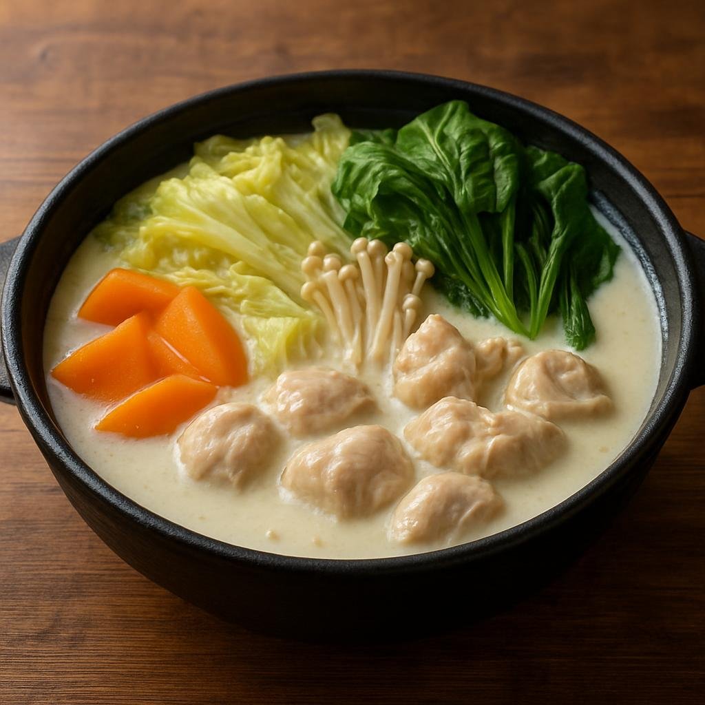 Entree: Japan – Hokkaido – 北海道ミルク鍋 ➤ Hokkaido Miruku Nabe (Creamy Hokkaido-style milk hot pot simmered with vegetables and chicken) recipe