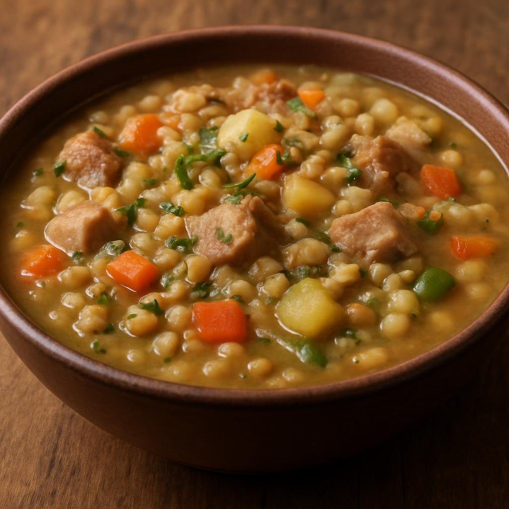 Entree: Colombia – Bogota / Andean – Cuchuco de Trigo (Hearty Andean wheat and vegetable soup often enriched with pork) recipe