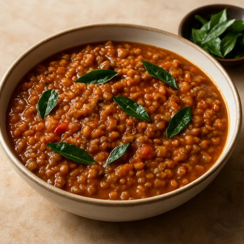 Entree: South Africa – Durban Indian – Lentil Curry (Hearty spiced lentil stew in the Durban Indian tradition, tempered with curry leaves and warming spices) recipe