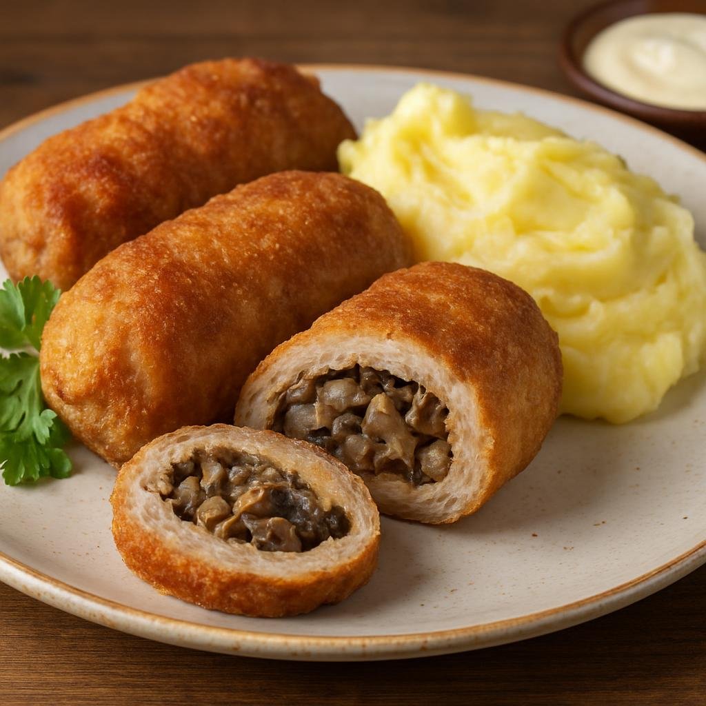 Entree: Ukraine – Eastern Ukraine – Зрази ➤ Zrazy (Rolled meat cutlets traditionally filled with a savory mushroom and onion stuffing) recipe