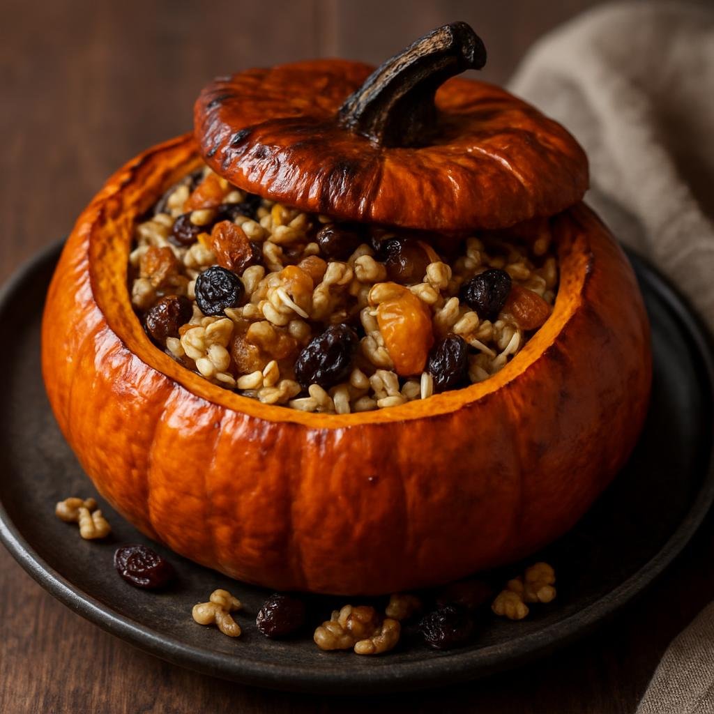 Entree: Armenia – Central Culinary Region – Ղափամա ➤ Ghapama (Baked whole pumpkin filled with sweet rice, dried fruits and nuts) recipe