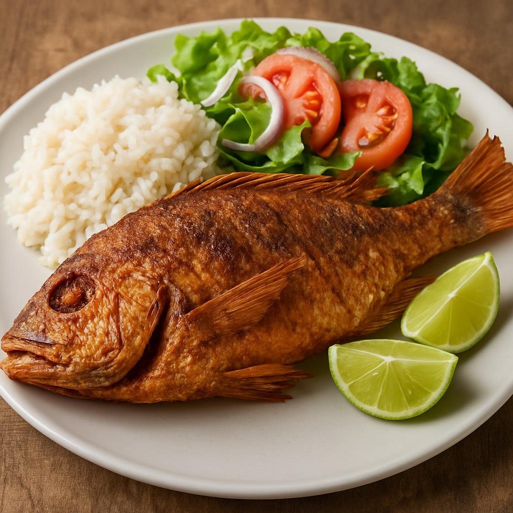 Entree: Puerto Rico – Southern Culinary Region – Chillo Frito (Whole red snapper seasoned and deep-fried until the skin is crisp and the flesh is tender) recipe