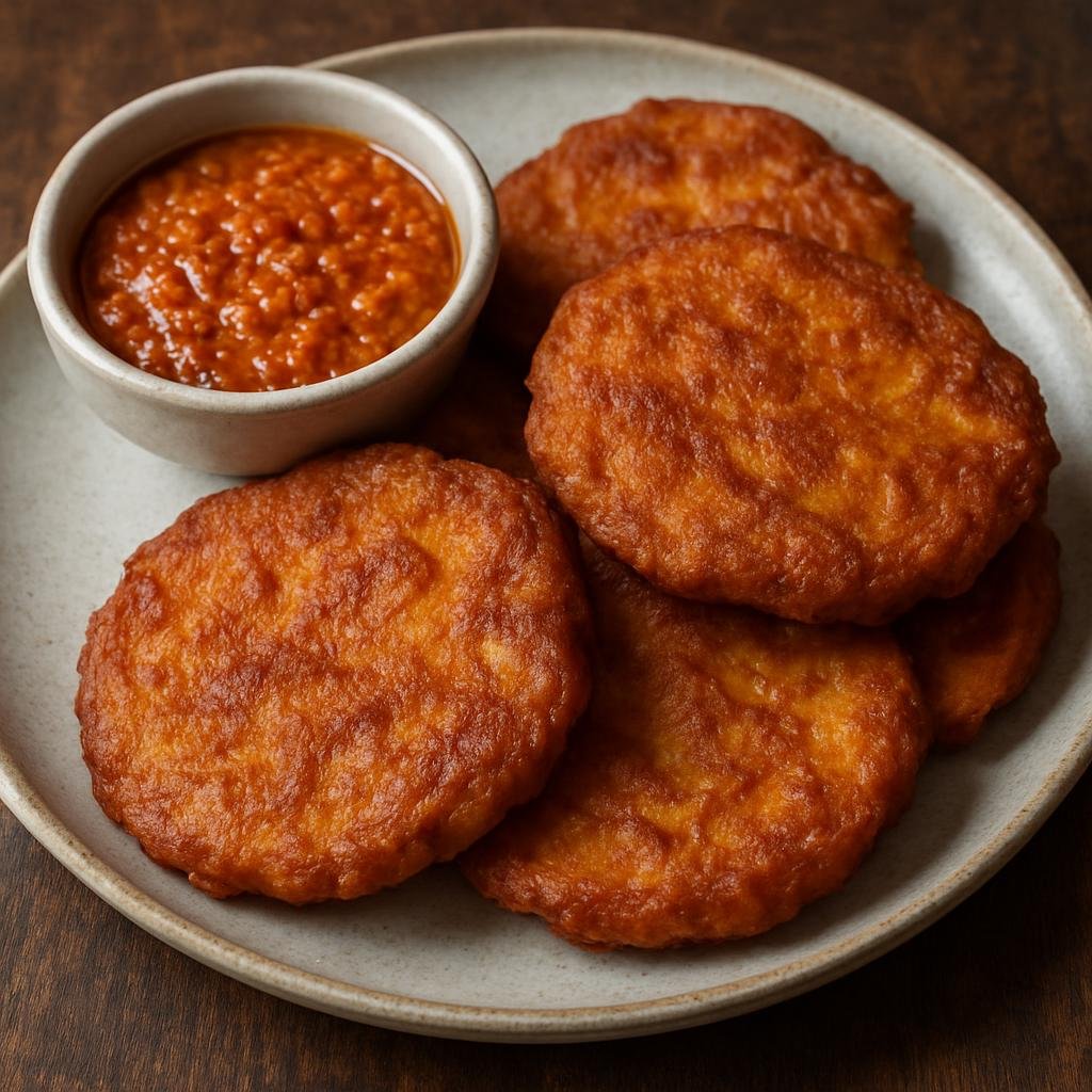 Entree: Suriname – Southern Culinary Region – Telo (Savory Javanese-Surinamese fried sweet potato cakes served with spicy peanut sauce) recipe
