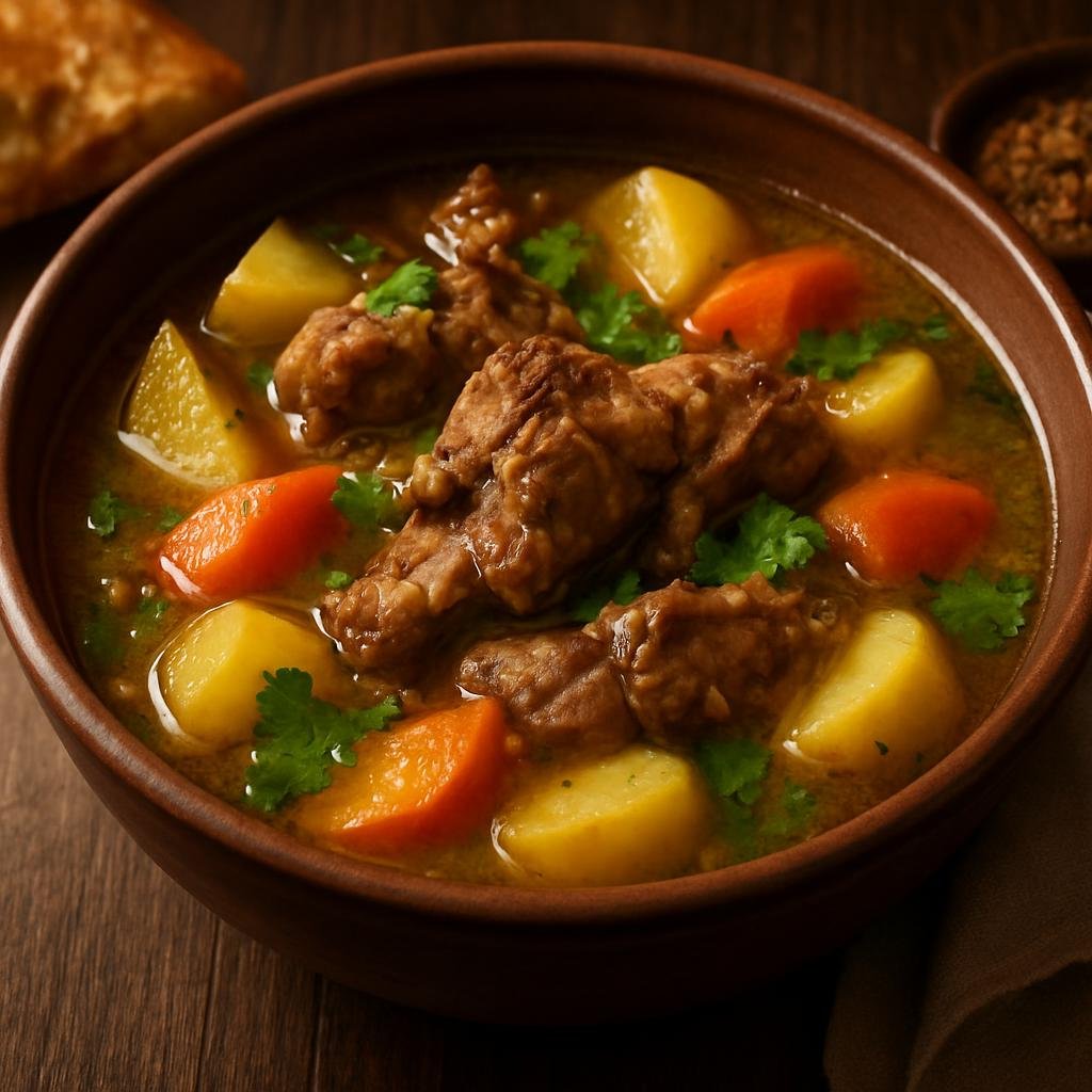 Entree: Georgia – Kakheti – ხაშლამა ➤ khashlama (Slow-braised lamb and vegetables cooked in a seasoned broth) recipe