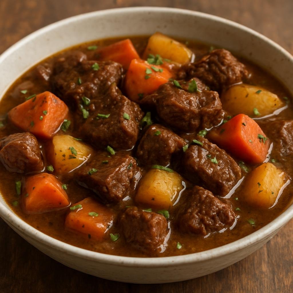 Entree: Barbados – Northern Culinary Region – Bajan Beef Stew (Hearty Barbadian braised beef stew with root vegetables and Caribbean seasonings) recipe