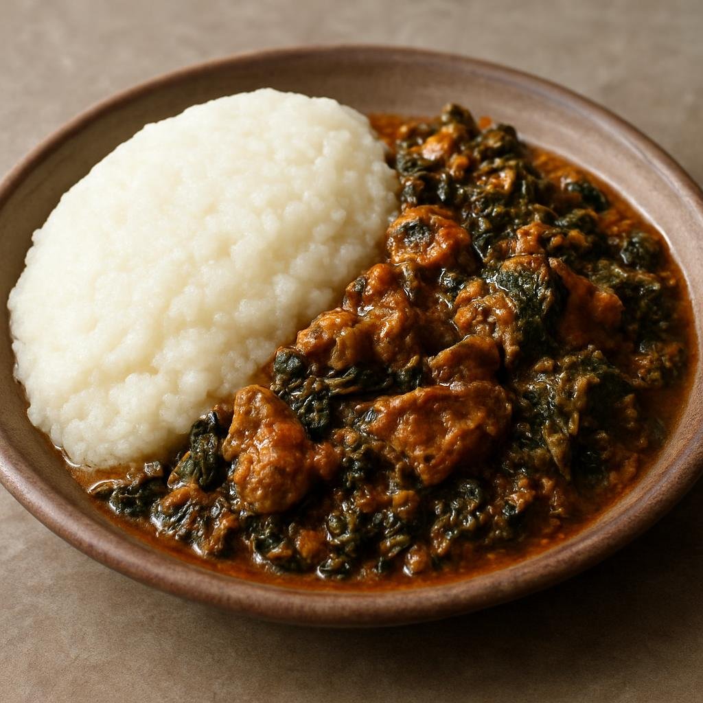 Entree: Eswatini – Southern Culinary Region – Sishwala (Traditional Swazi stiff maize porridge often served with a savory meat and greens relish) recipe