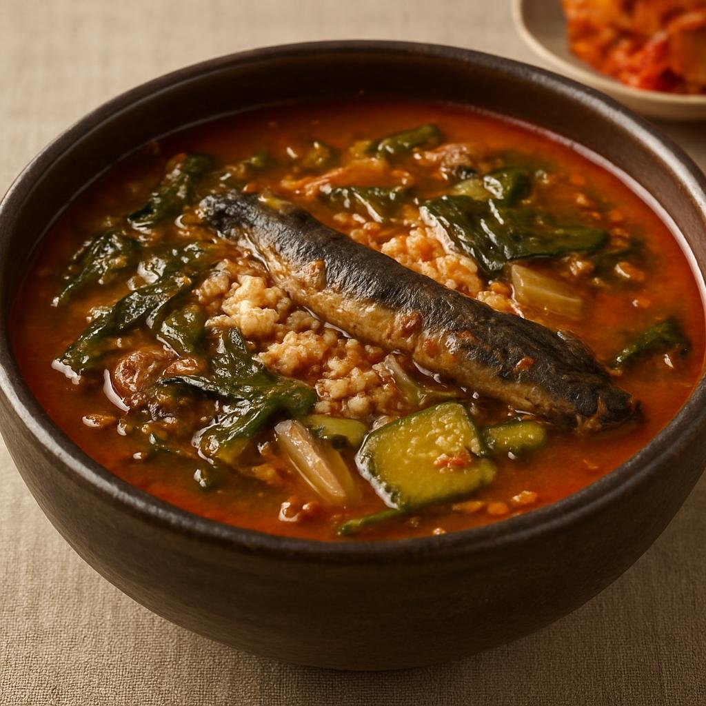 Entree: South Korea – Jeolla – 남원 추어탕 ➤ Namwon chueotang (Hearty Namwon-style spicy loach soup with vegetables and ground rice) recipe