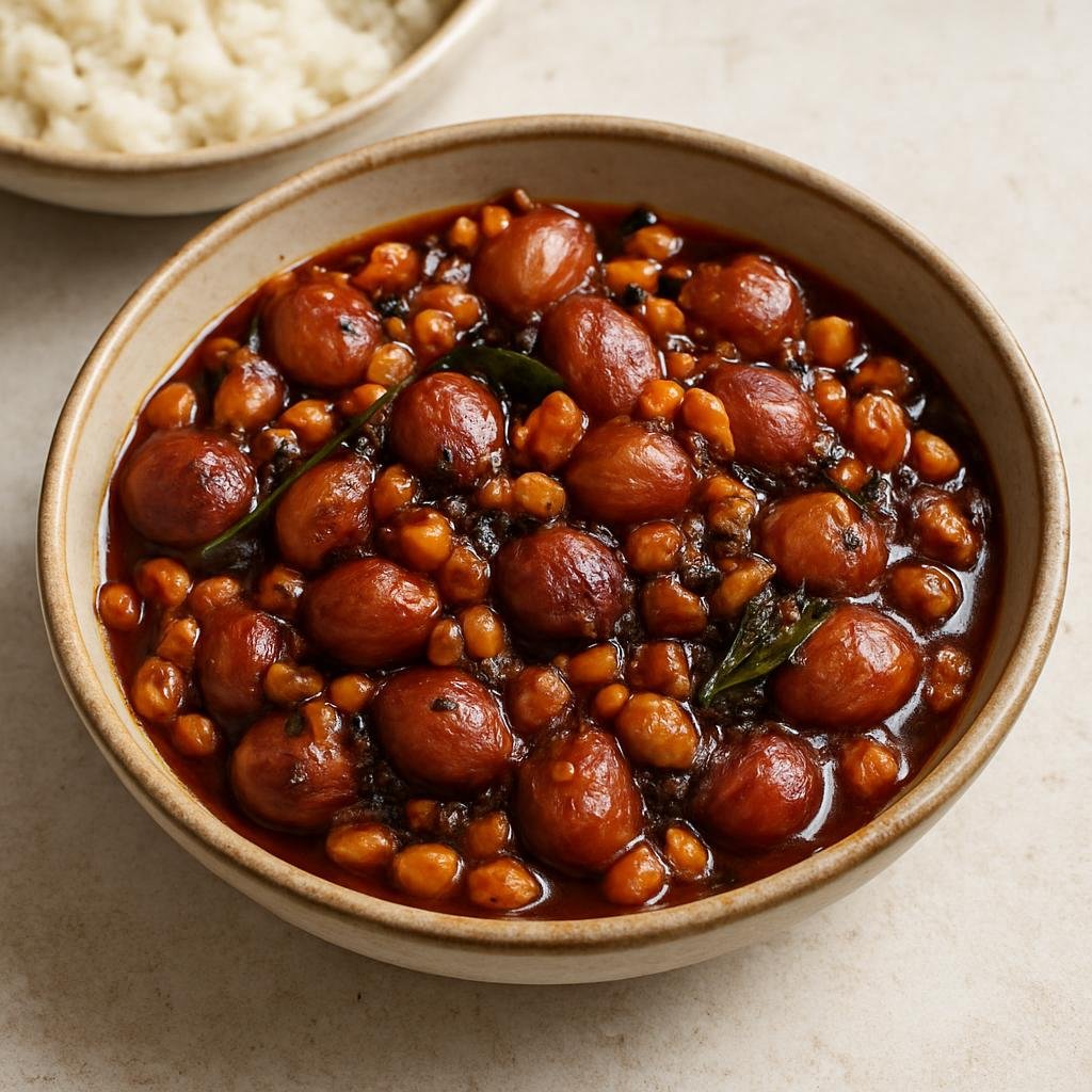 Entree: India – Rayalaseema – కంది పచ్చడి ➤ Kandi Pachadi (Hearty Rayalaseema-style cooked shallot and tamarind pachadi with peanuts and lentils, served as a spicy rice accompaniment) recipe