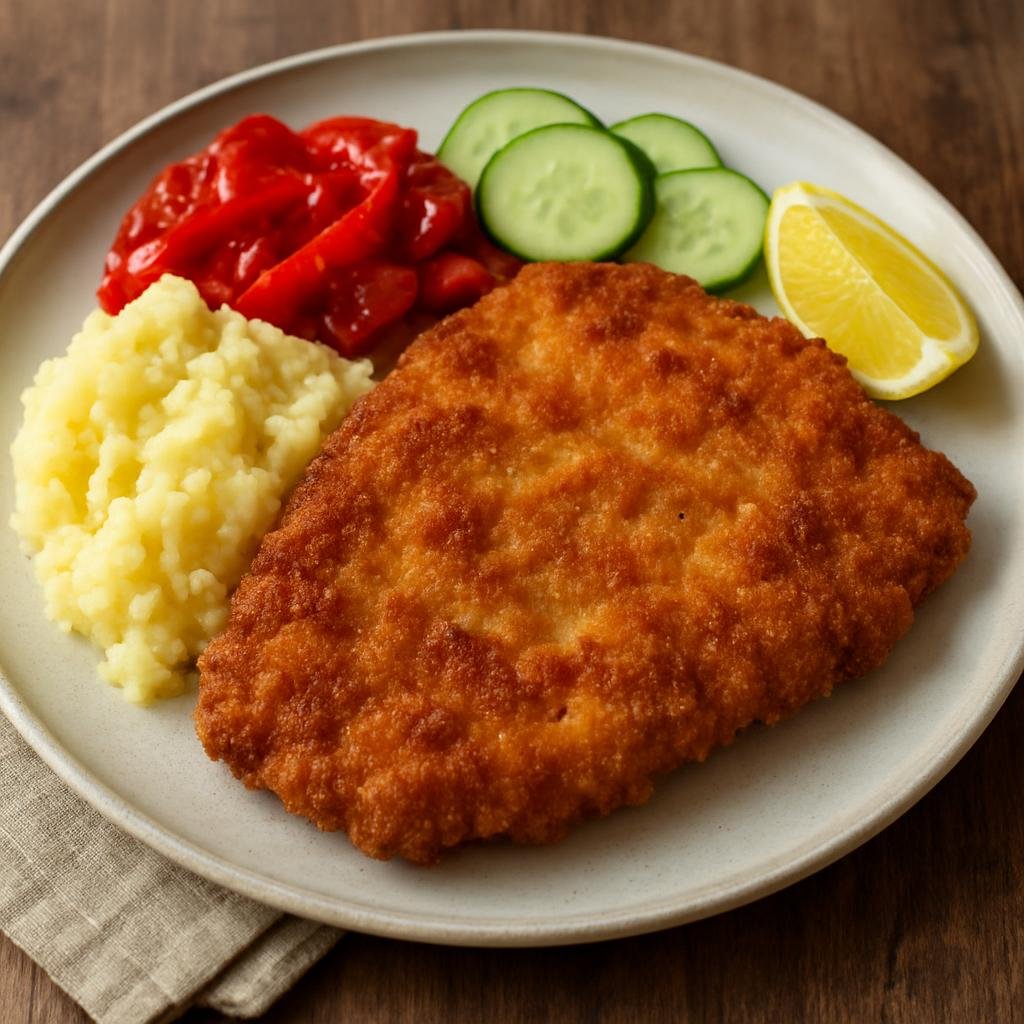 Entree: Hungary – Transdanubia – Rántott Hús (Hungarian breaded and pan-fried meat cutlet, similar to a schnitzel) recipe