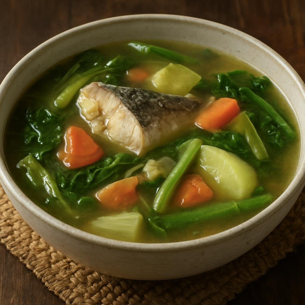 Entree: Philippines – Kapampangan – Bulanglang Kapampangan (Kapampangan clear vegetable and fish stew with a savory, aromatic broth) recipe