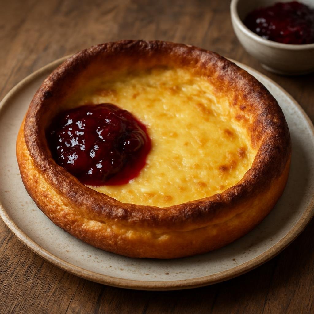 Entree: Finland – Lapland – Pannukakku (Oven-baked custardy pancake with crisp edges, traditionally served with berry jam) recipe