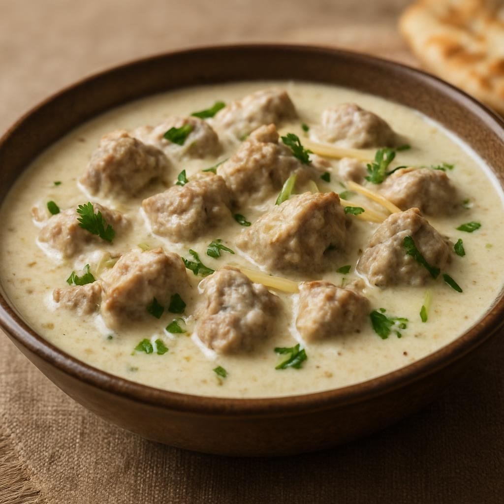 Entree: India – Rajasthan – सफेद मांस ➤ Safed Maans (Rajasthani white mutton curry simmered in a creamy yogurt-and-milk sauce) recipe