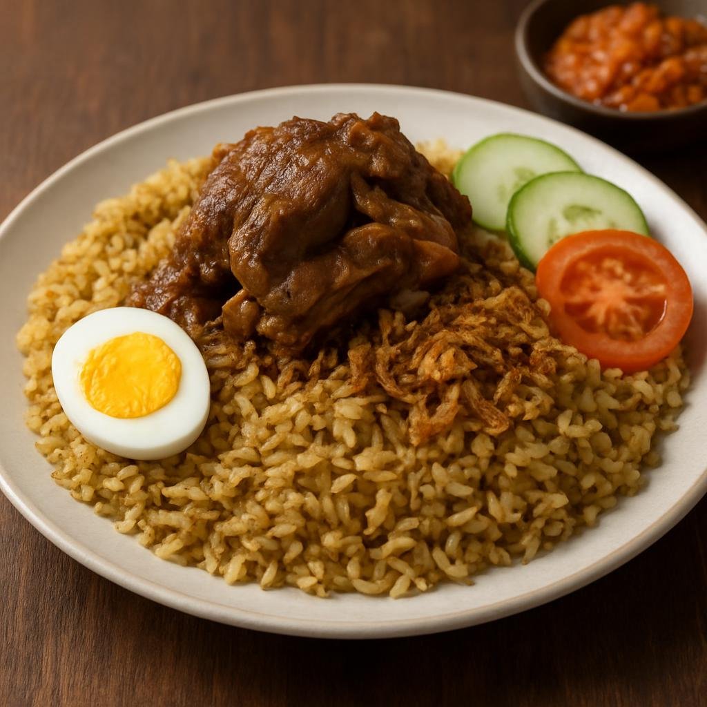Entree: Indonesia – Betawi Jakarta – Nasi Kebuli (Aromatic spiced rice cooked with goat and clarified butter (ghee) recipe