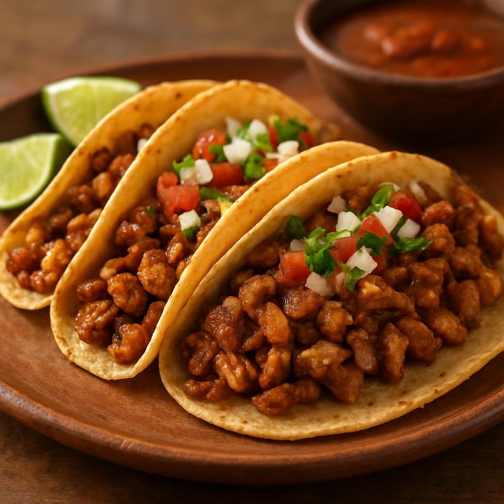 Entree: Mexico – Chihuahua & Northern Mexico – Tacos de Tripitas (Crispy pan-fried beef small intestines served in warm corn tortillas with classic Mexican toppings) recipe