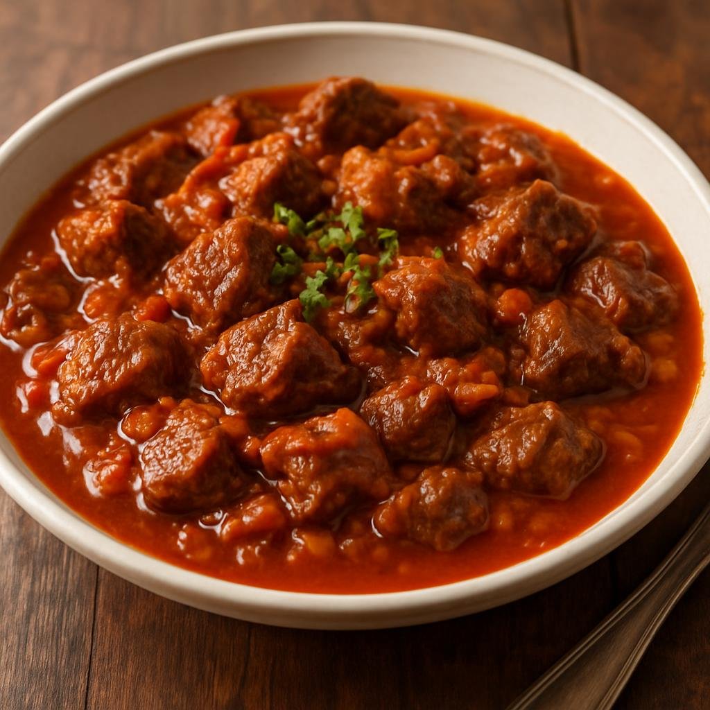 Entree: Poland – Mazovia / Warsaw – Gulasz (Hearty Polish meat stew of braised beef in a savory paprika and onion sauce) recipe