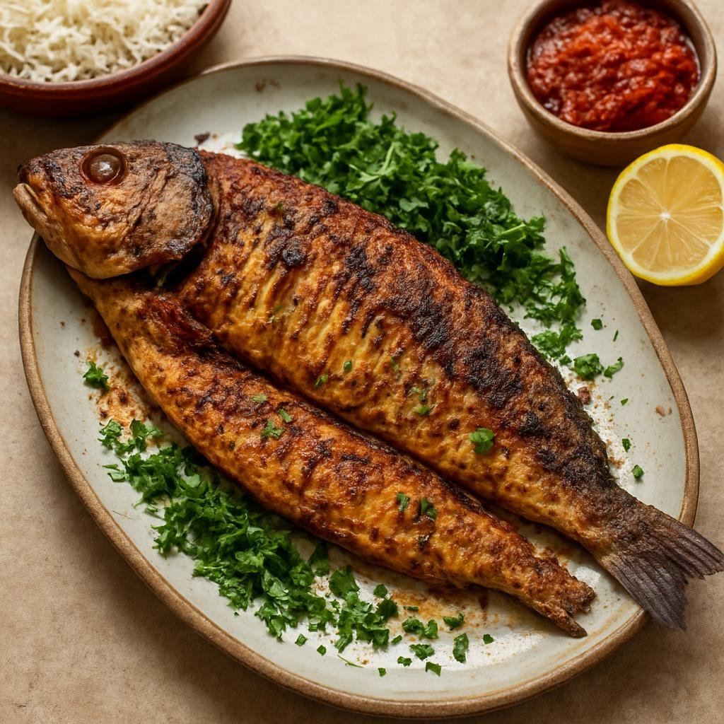 Entree: Iraq – Marsh Arab Cuisine – سمك مسگوف ➤ Samak Masgouf (Iraqi open-fire split and grilled river carp) recipe