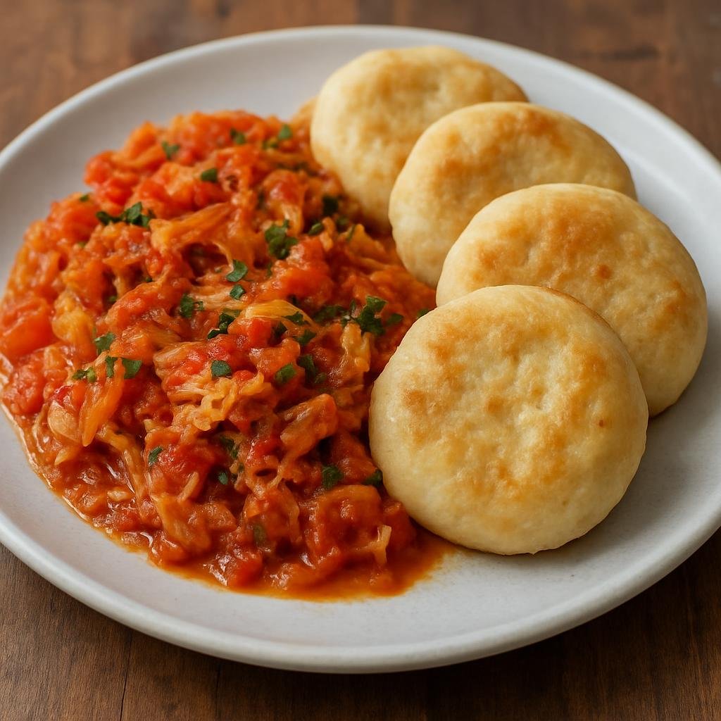 Entree: Antigua and Barbuda – Southern Culinary Region – Saltfish and Dumplings (Salted cod stewed with tomatoes and aromatics, served with boiled or pan-fried flour dumplings) recipe