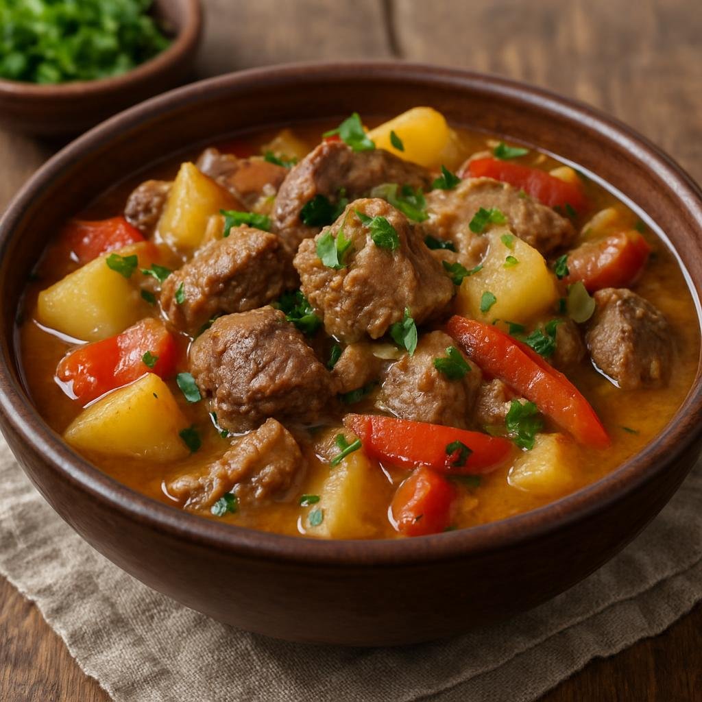 Entree: Russia – Caucasus Russia – Хашлама ➤ Khashlama (Slow-simmered Caucasian meat and vegetable stew typically made with lamb or beef) recipe