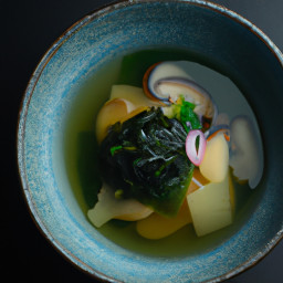 Soup: Japan – ゆず昆布だし ▶ Yuzu-Kombu Dashi (Yuzu-Kombu Clear Broth with Shiitake and Spinach) recipe