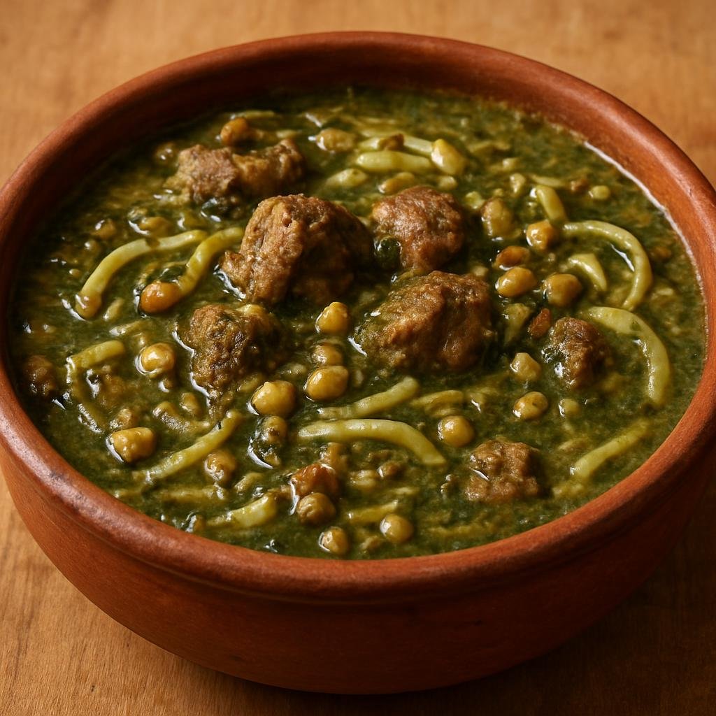 Entree: Iran – Khorasan – آش خراسانی ➤ Āsh-e Khorāsānī (Hearty Khorasan-style thick noodle and legume stew with herbs and lamb) recipe