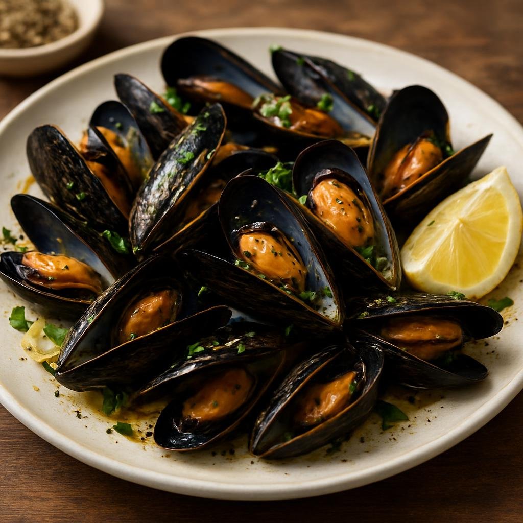 Entree: Italy – Campania / Naples – Impepata di Cozze (Steamed mussels tossed with garlic, abundant cracked black pepper, parsley, olive oil and lemon) recipe