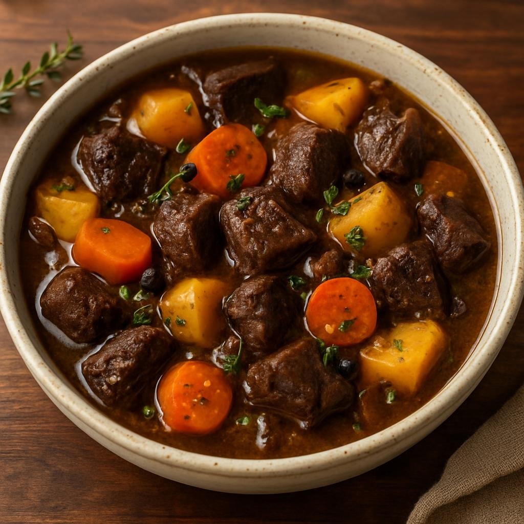 Entree: Canada – Interior British Columbia – Elk Stew (Hearty slow-cooked stew of elk meat with root vegetables, herbs, and juniper) recipe