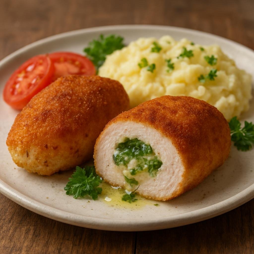 Entree: Ukraine – Odesa & Black Sea – Котлети по-київськи ➤ Kotlety po-kyivsky (Breaded chicken breast roulade filled with herb-garlic butter) recipe