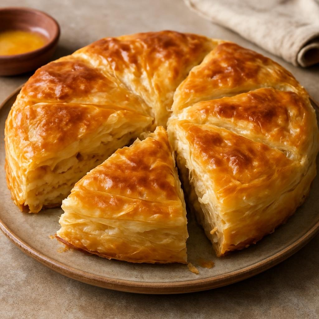 Entree: Turkey – Eastern Anatolia – Kete (Flaky layered Anatolian pastry brushed with butter and often filled with cheese or walnuts) recipe