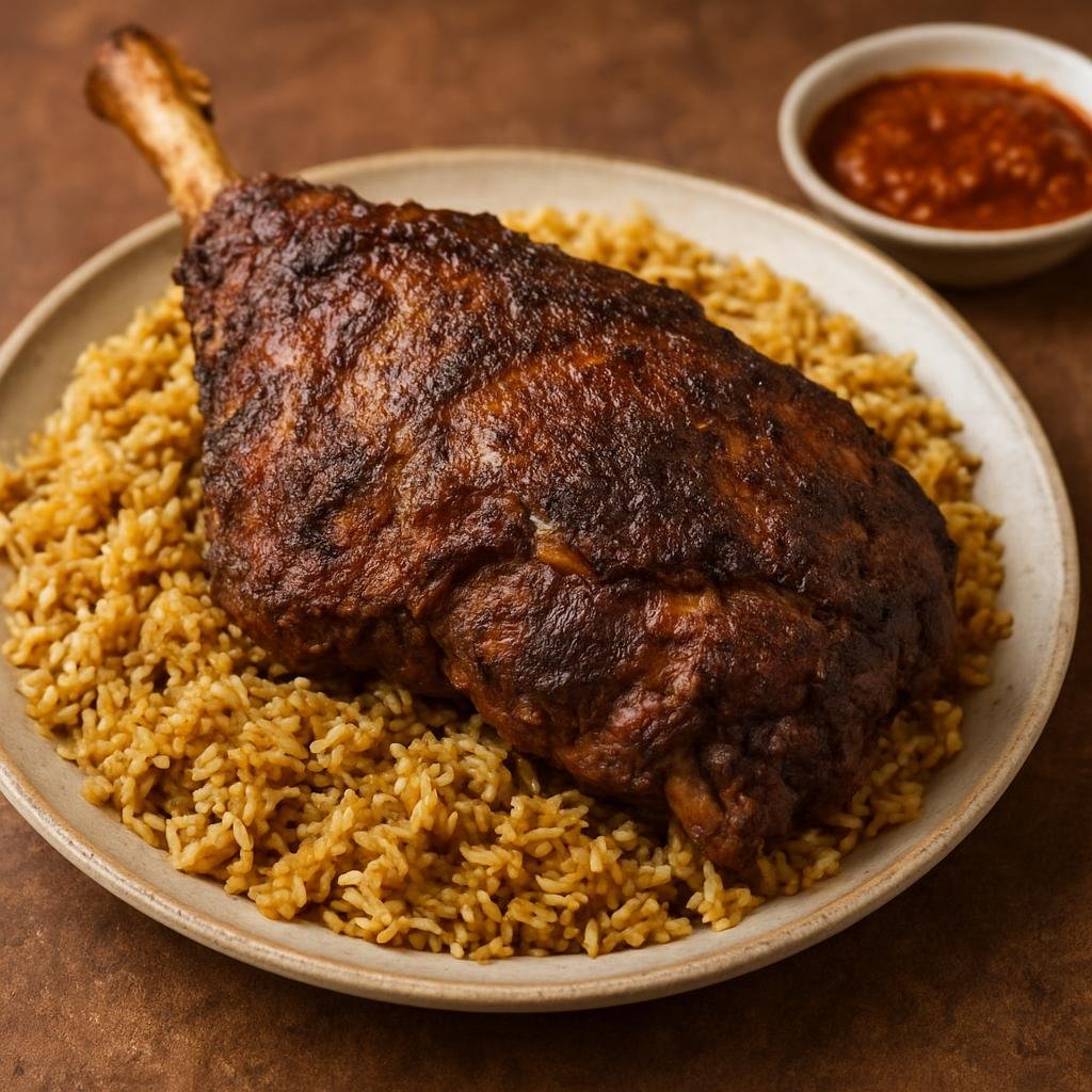 Entree: Saudi Arabia – Saudi Bedouin Cuisine – حنيد ➤ Hanīd (Slow-roasted leg of lamb seasoned with warm Arabian spices, traditionally cooked in a pit or tandoor) recipe