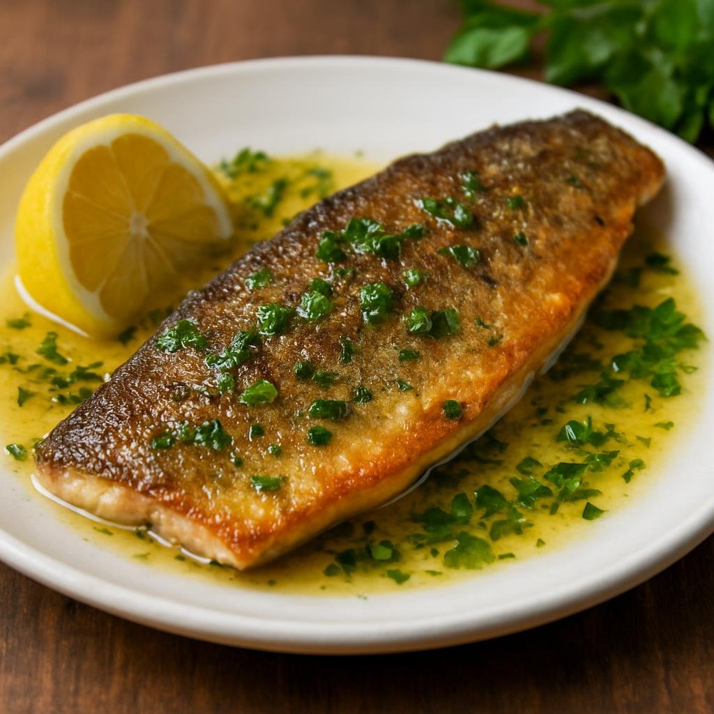 Entree: Chile – Patagonia – Trucha a la Mantequilla (Pan-fried trout in butter with lemon and fresh herbs typical of Patagonian cooking) recipe
