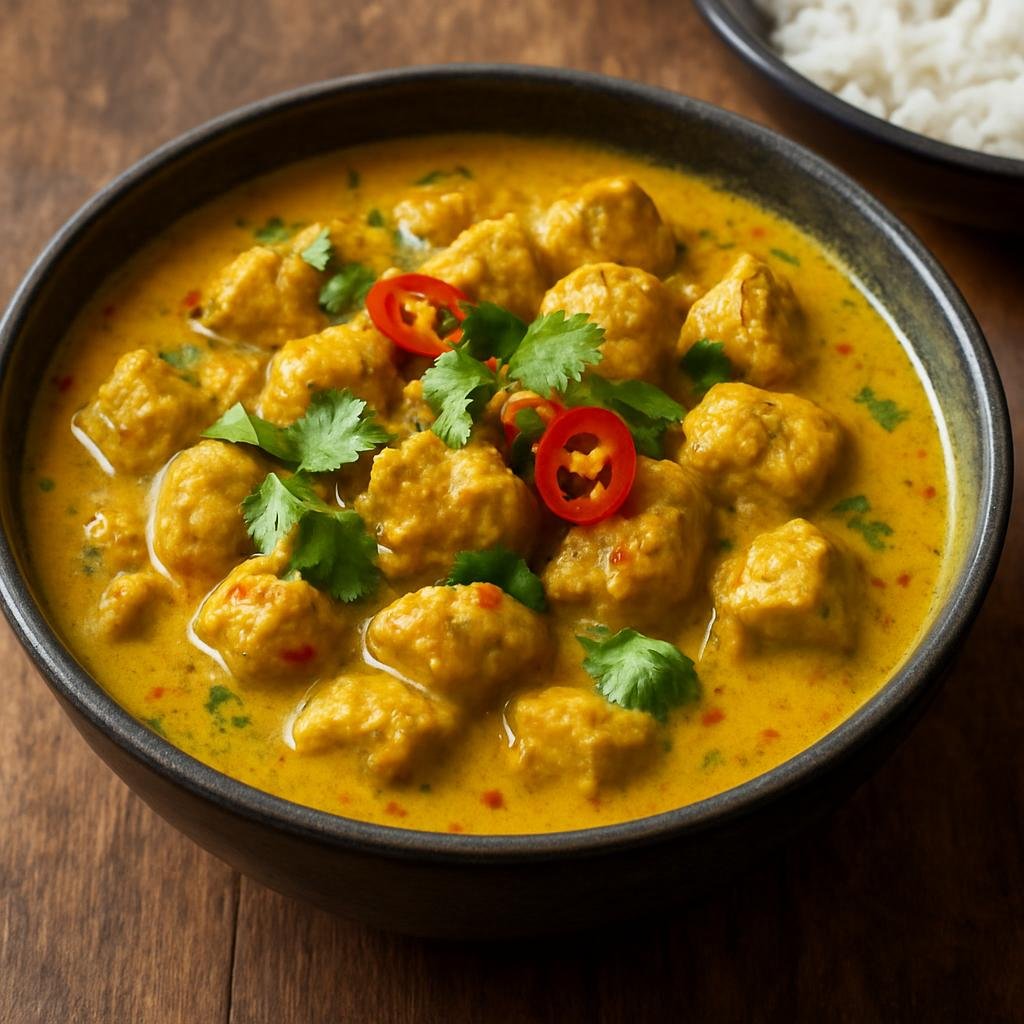 Entree: Australia – Queensland Coast – Crocodile Curry (Tropical Australian curry featuring tender crocodile meat simmered in spiced coconut milk) recipe