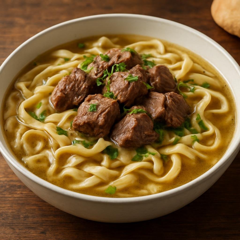 Entree: Uzbekistan – Tashkent – Naryn (Hand-cut noodle dish with tender stewed lamb in a clear seasoned meat broth) recipe