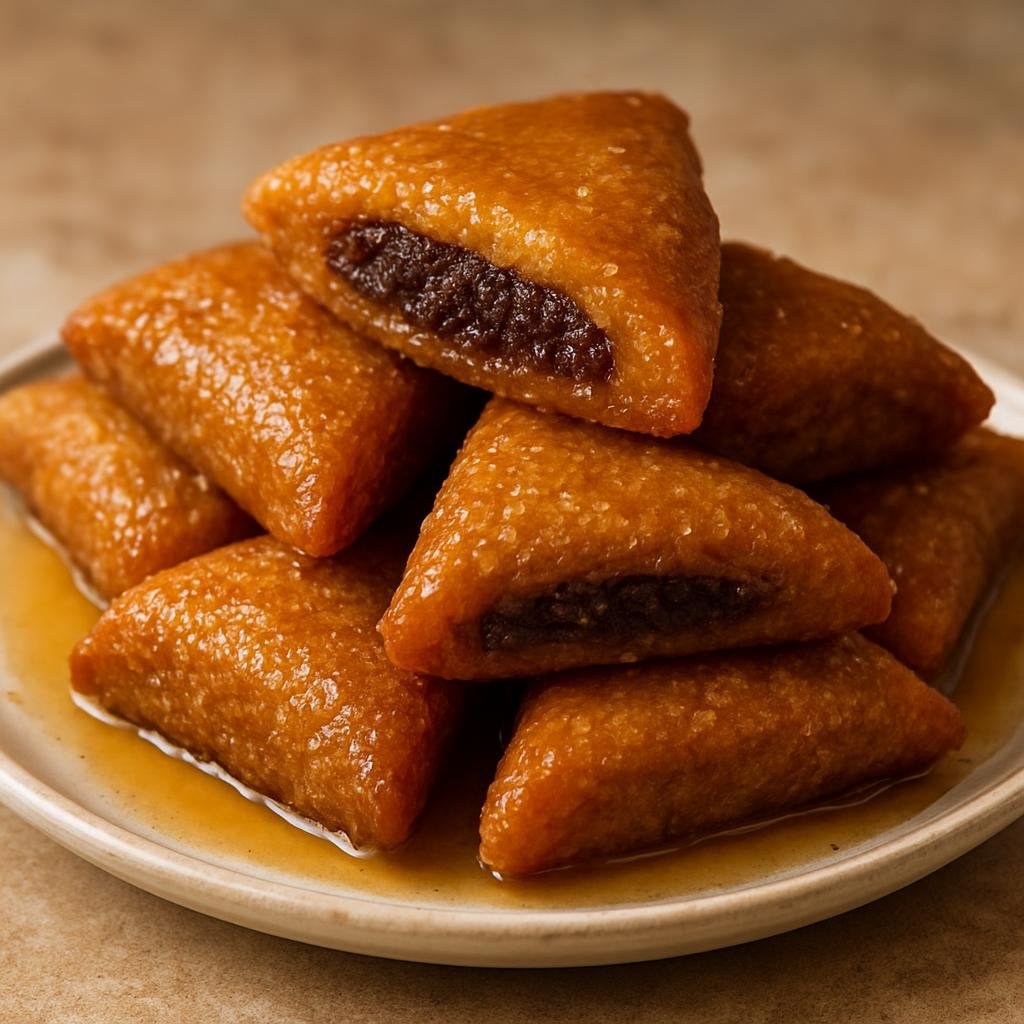 Entree: Algeria – Oran & West – مقروض ➤ Maqrūḍ (Algerian semolina pastry filled with sweet date paste and soaked in honey-flower syrup) recipe