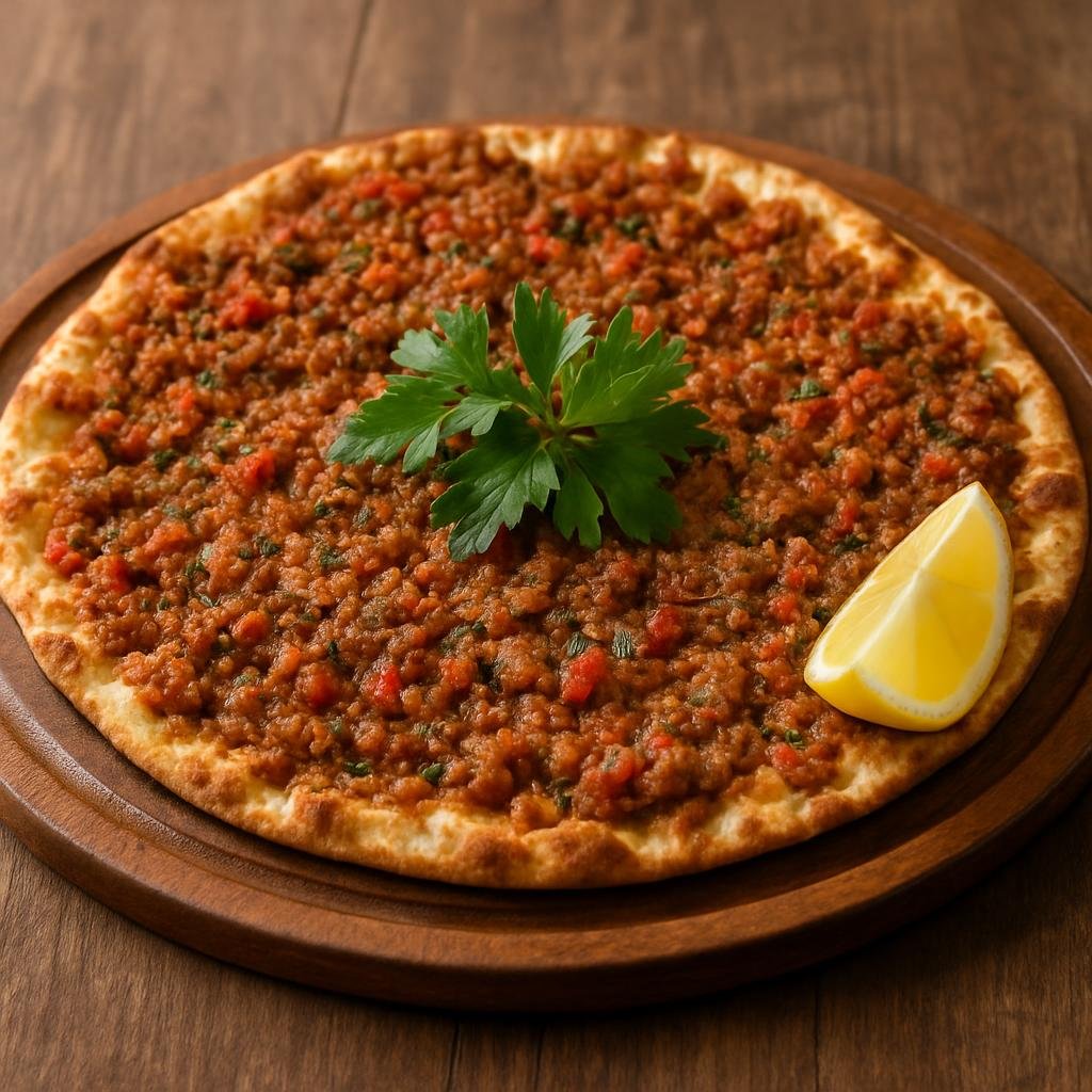 Entree: Turkey – Gaziantep – Lahmacun (Thin crisp flatbread topped with a spicy minced lamb and vegetable mixture) recipe