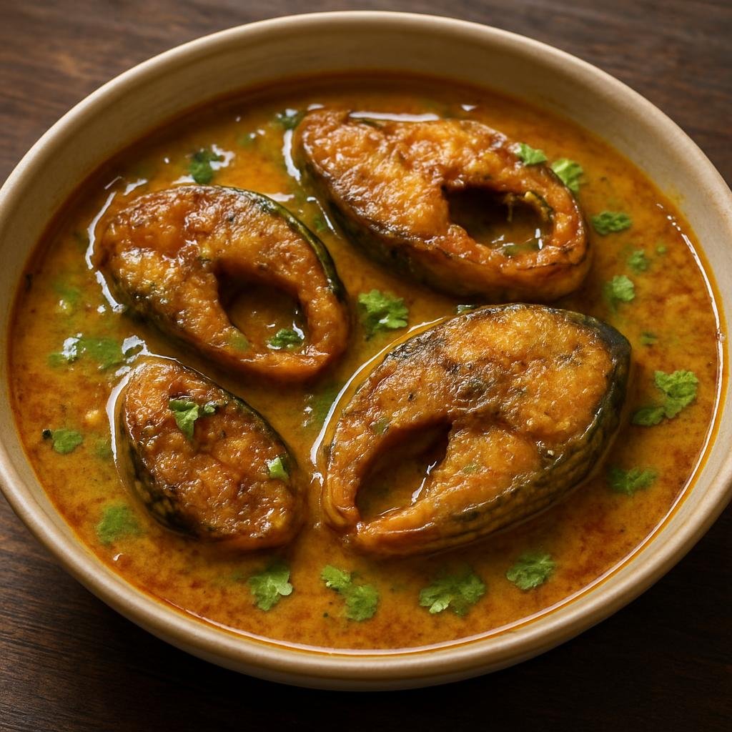 Entree: Bangladesh – Sylhet – কই মাছের ঝোল ➤ Koi Mācher Jhol (Sylheti-style spicy, tangy catfish stew in a thin turmeric-tamarind broth) recipe