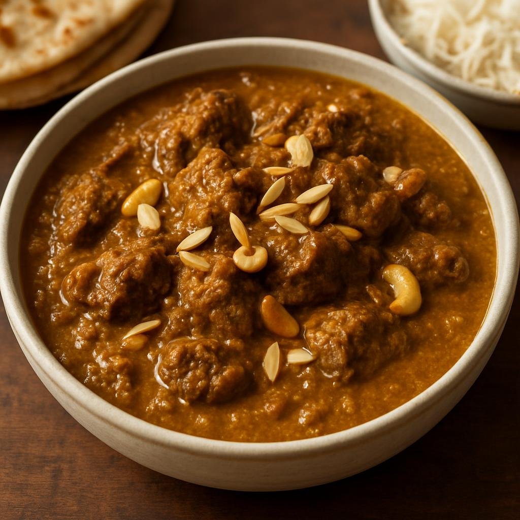 Entree: India – Bohri Muslim Cuisine – Bohri Korma (Slow-cooked Bohri-style lamb korma in a rich onion-yogurt and nut gravy) recipe