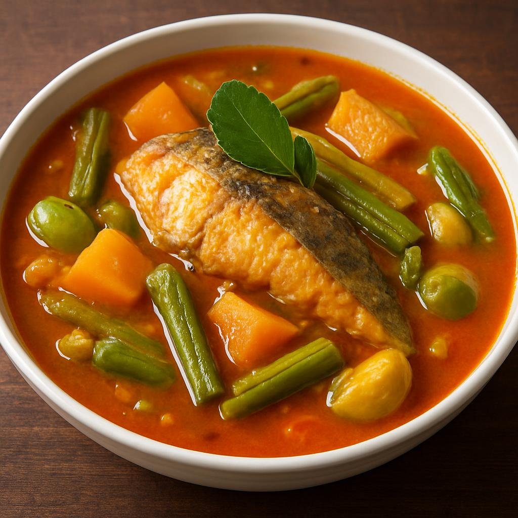 Entree: Thailand – Royal Thai Cuisine – แกงส้มปลา ➤ Kaeng Som Pla (Sour and spicy Thai fish curry made with tamarind broth, fish sauce, and seasonal vegetables) recipe