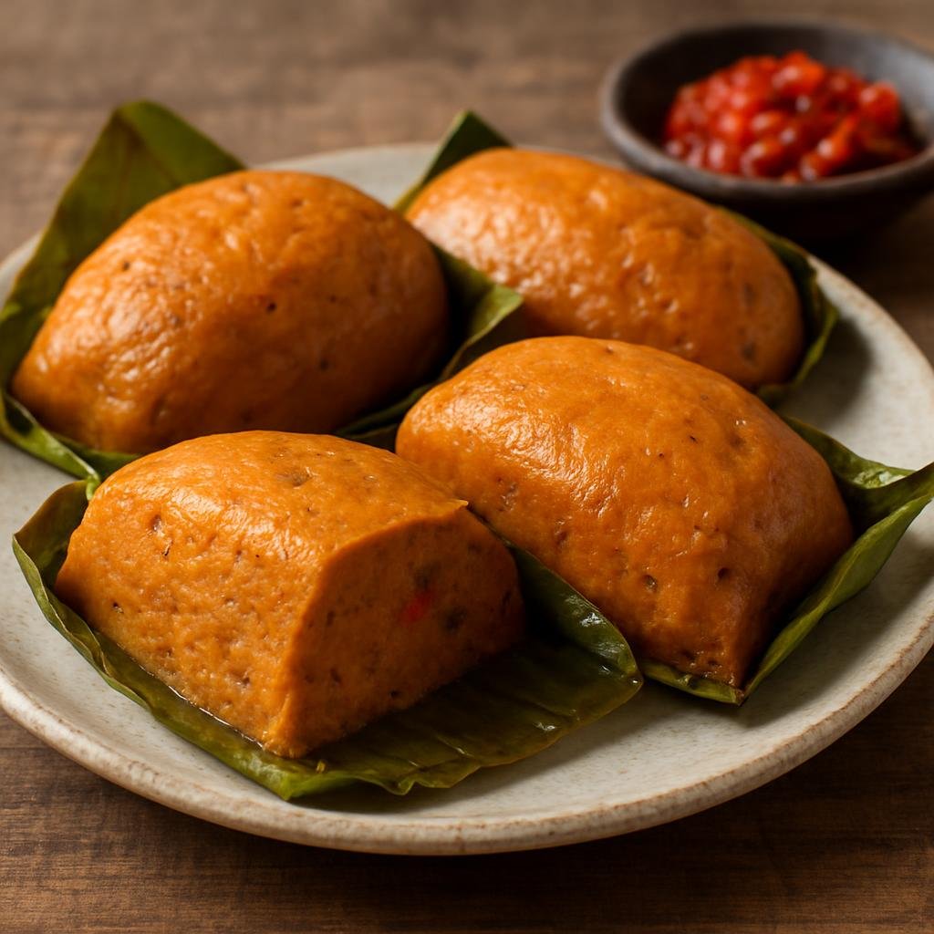 Entree: Nigeria – Lagos Street Food – Moi Moi (Steamed savory pudding made from blended black-eyed peas, peppers, and spices) recipe