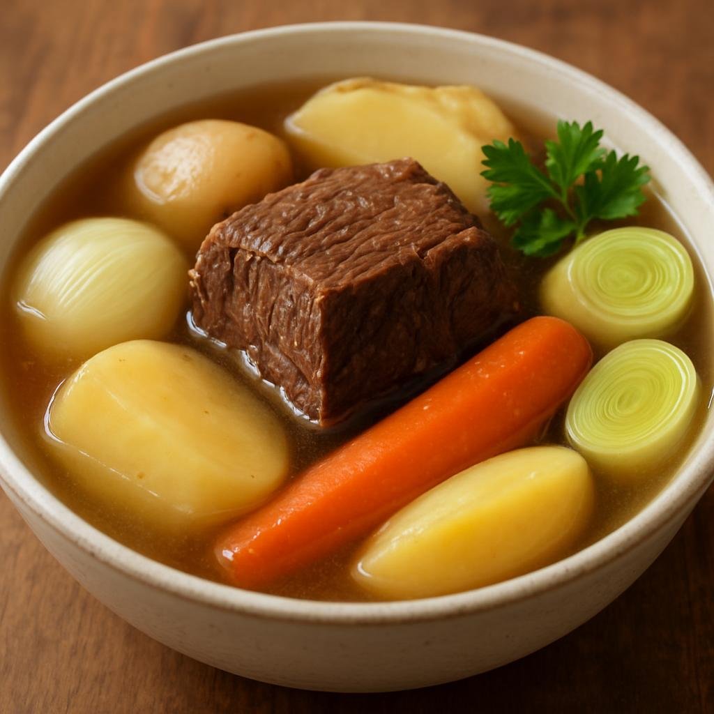 Entree: France – Central Culinary Region – Pot-au-Feu (Classic slow-simmered French beef and root-vegetable pot stew) recipe