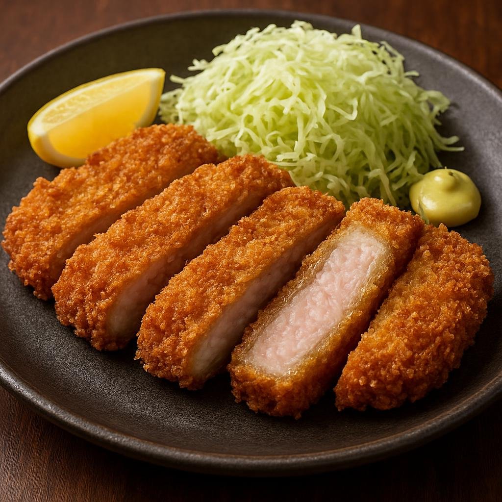 Entree: Japan – Kyushu – 黒豚 ➤ Kurobuta (Pork from Berkshire black pigs prized for rich marbling, prepared here as breaded and fried cutlets) recipe