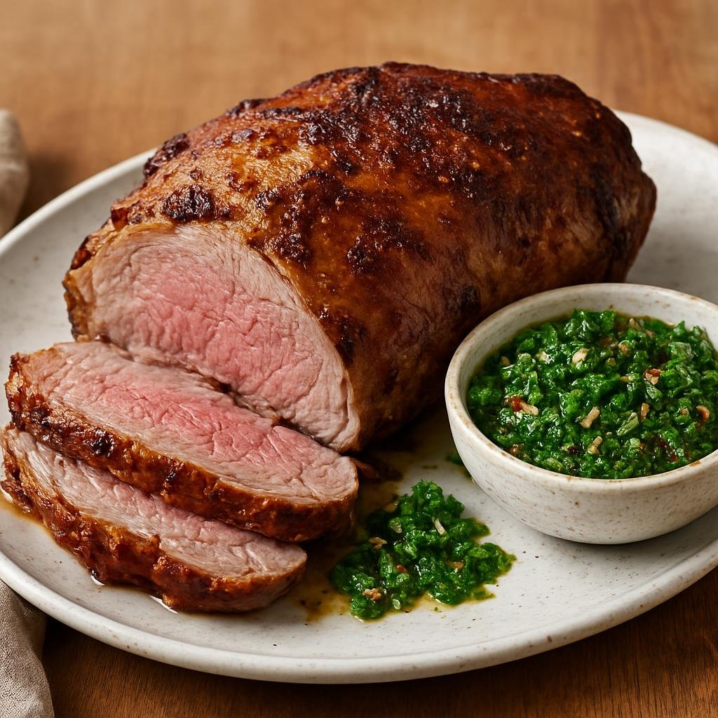 Entree: Australia – Sydney & New South Wales – Lamb Roast with Mint Sauce (Classic roasted leg of lamb served with a tangy chopped fresh-mint and vinegar sauce) recipe