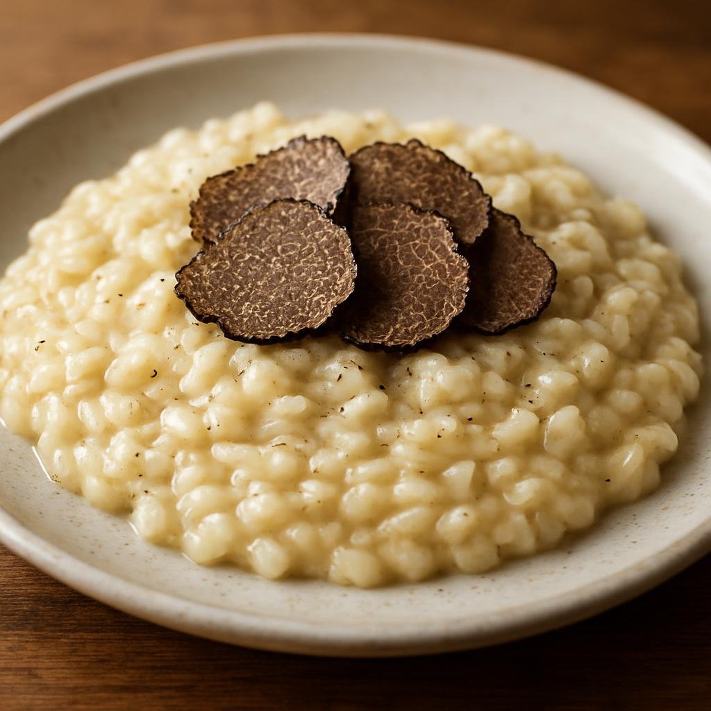 Entree: Italy – Friuli-Venezia Giulia – Risotto al Tartufo (Creamy Arborio rice risotto finished with black truffle and butter) recipe
