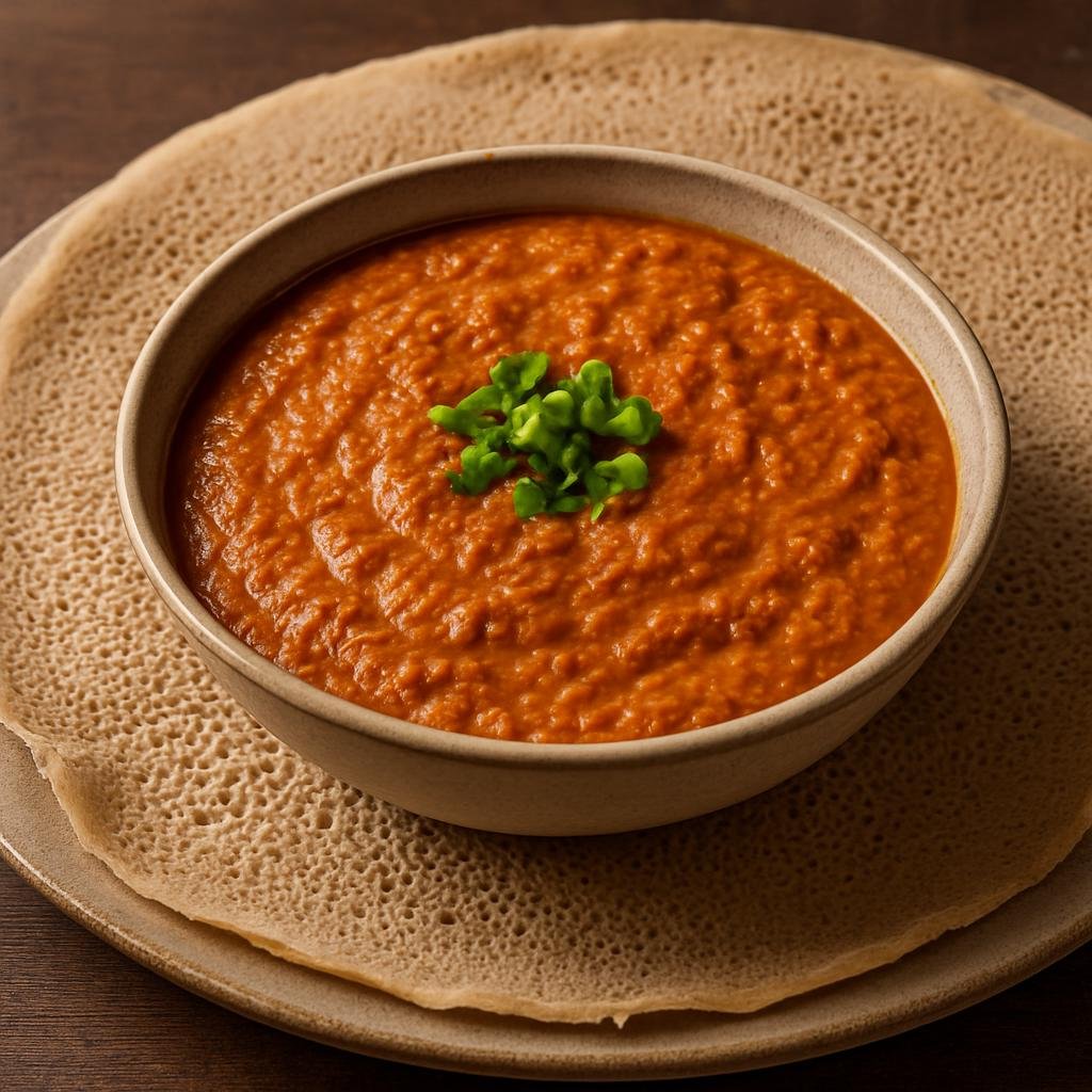 Entree: Ethiopia – Harar – ሺሮ ወጥ ➤ Shiro Wot (Thick Ethiopian stew made from powdered legumes and spices, served as a rich, spicy dip or main over injera) recipe
