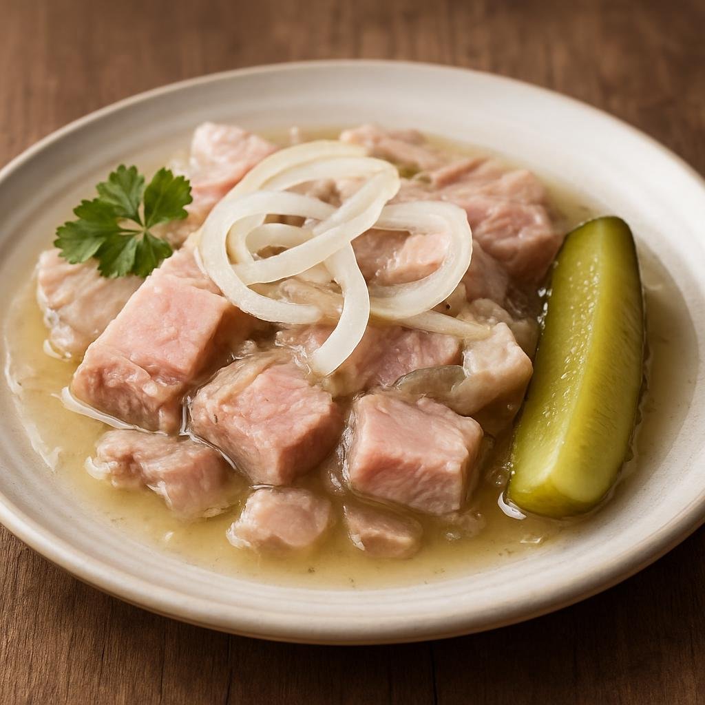 Entree: Germany – Lower Saxony – Sauerfleisch (Jellied sour pickled pork set in a vinegar-spiced aspic) recipe