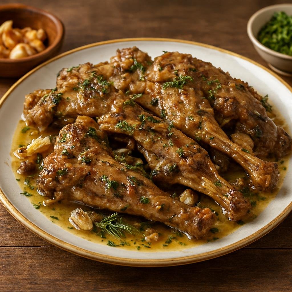 Entree: Portugal – Porto & North – Cabrito Assado à Moda de Monção (Monção-style roasted young goat seasoned with garlic, white wine, and regional herbs) recipe